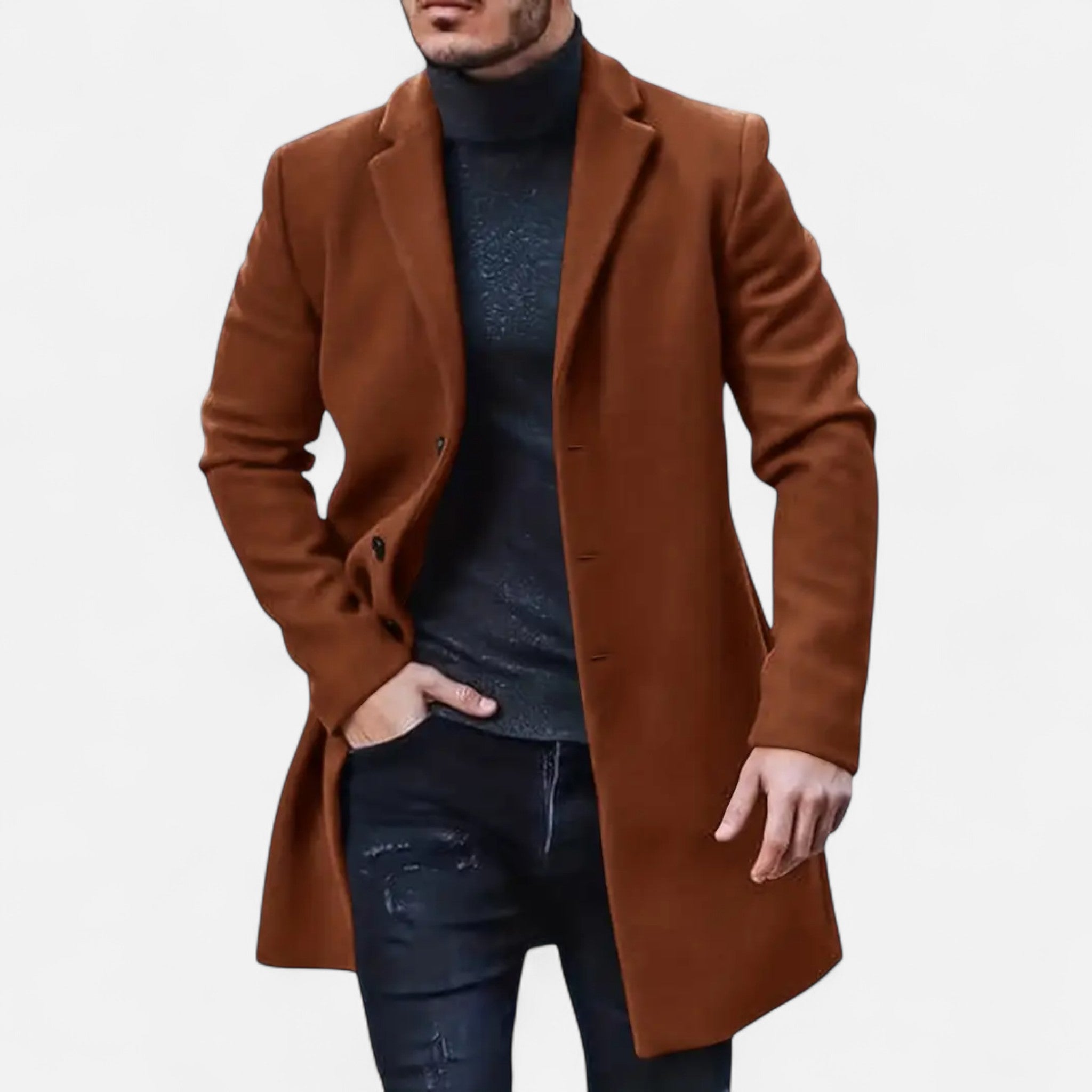 Artvalley Mode |Men’s Long Wool-Blend Overcoat Classic Warm Winter Coat