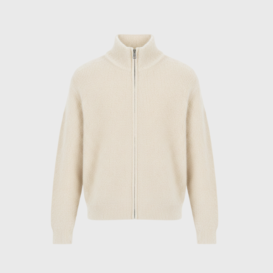 Artvalley Mode | Men’s Cardigan Zip Stand-Collar Knit Cotton-Blend Lightweight Layer