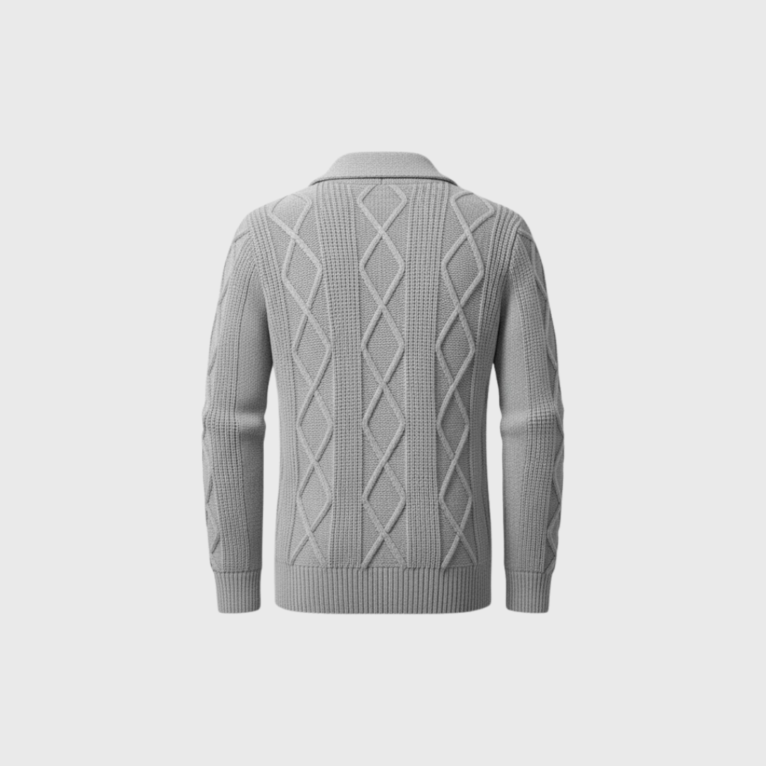 Artvalley Mode | Men’s Cable Knit Wool Cardigan Warm Shawl Collar Sweater