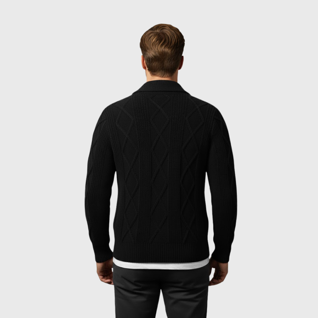 Artvalley Mode | Men’s Cable Knit Wool Cardigan Warm Shawl Collar Sweater