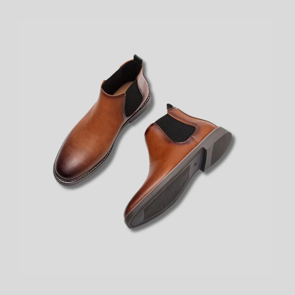 Artvalley Mode | Men’s Chelsea Boots Light Brown Elastic Panel Casual