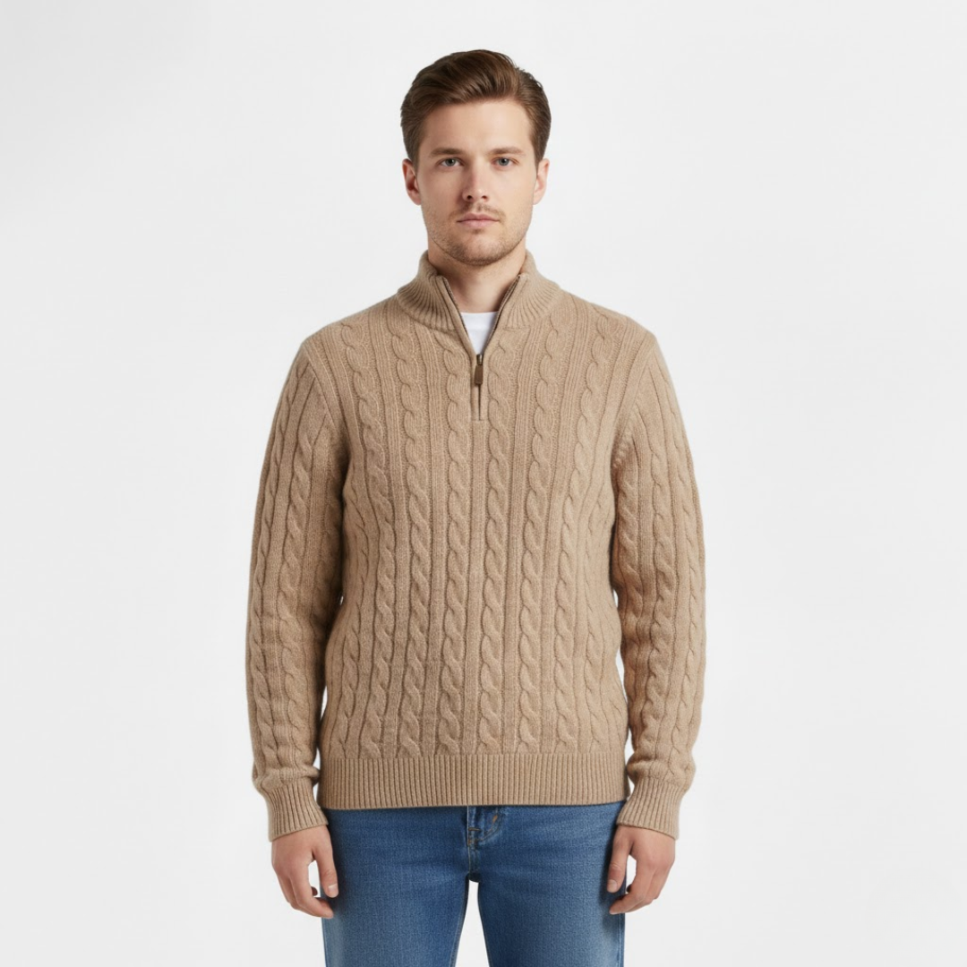 Artvalley Mode | Men’s Cotton Half-Zip Sweater Layer Over Shirt Casual