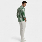 Artvalley Mode | Men’s Cotton-Linen Shirt Lightweight Comfort Striped Long Sleeve