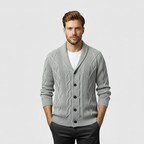 Artvalley Mode | Men’s Cable Knit Wool Cardigan Warm Shawl Collar Sweater