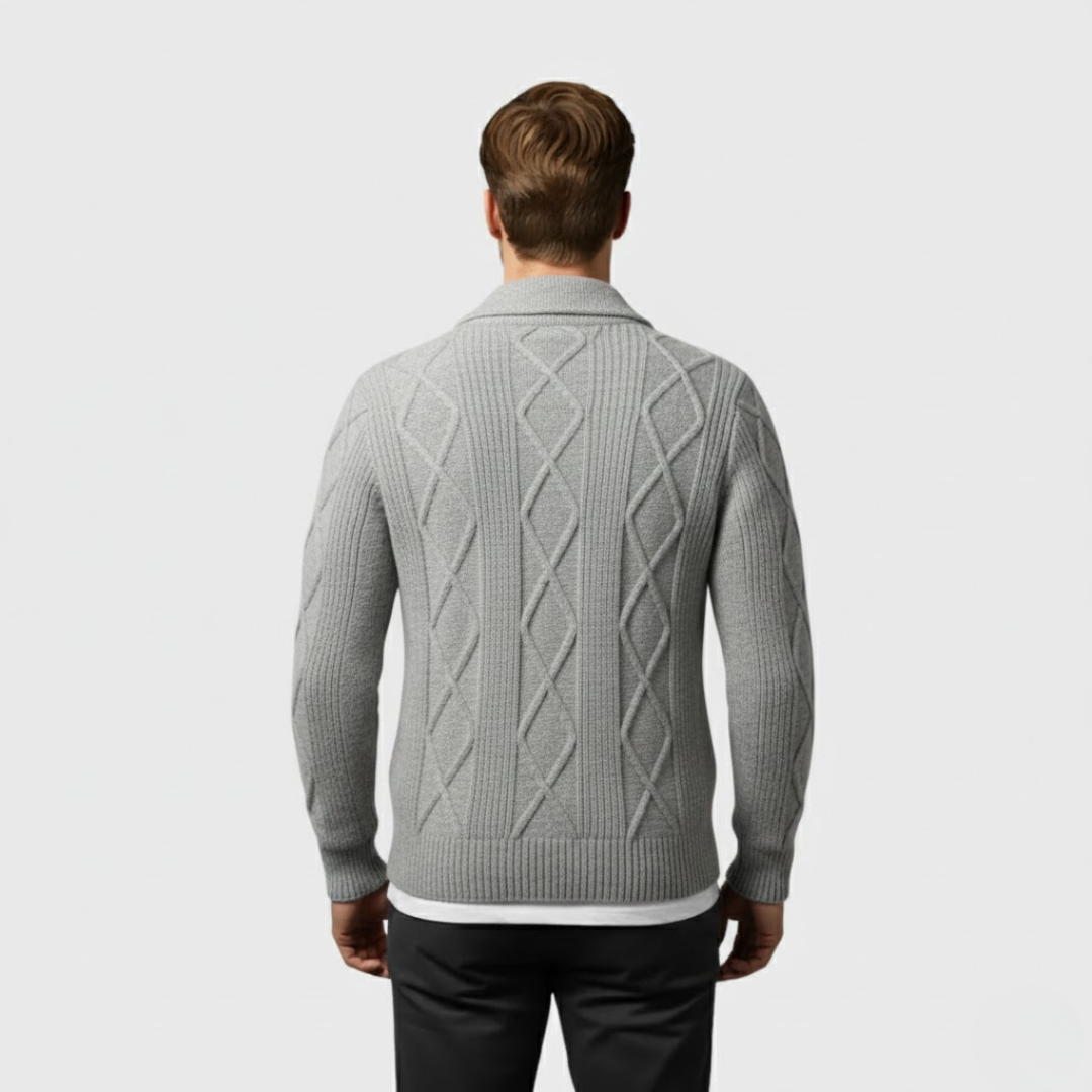 Artvalley Mode | Men’s Cable Knit Wool Cardigan Warm Shawl Collar Sweater