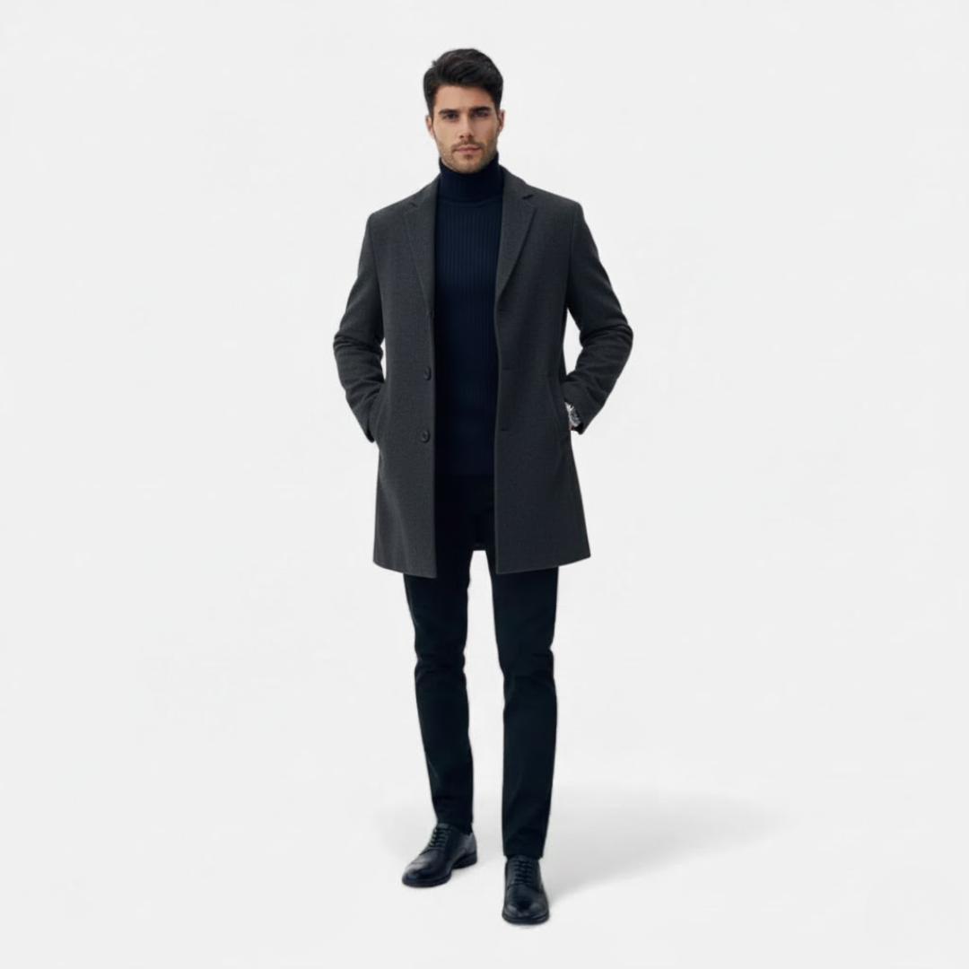 Artvalley Mode |Men’s Long Wool-Blend Overcoat Classic Warm Winter Coat