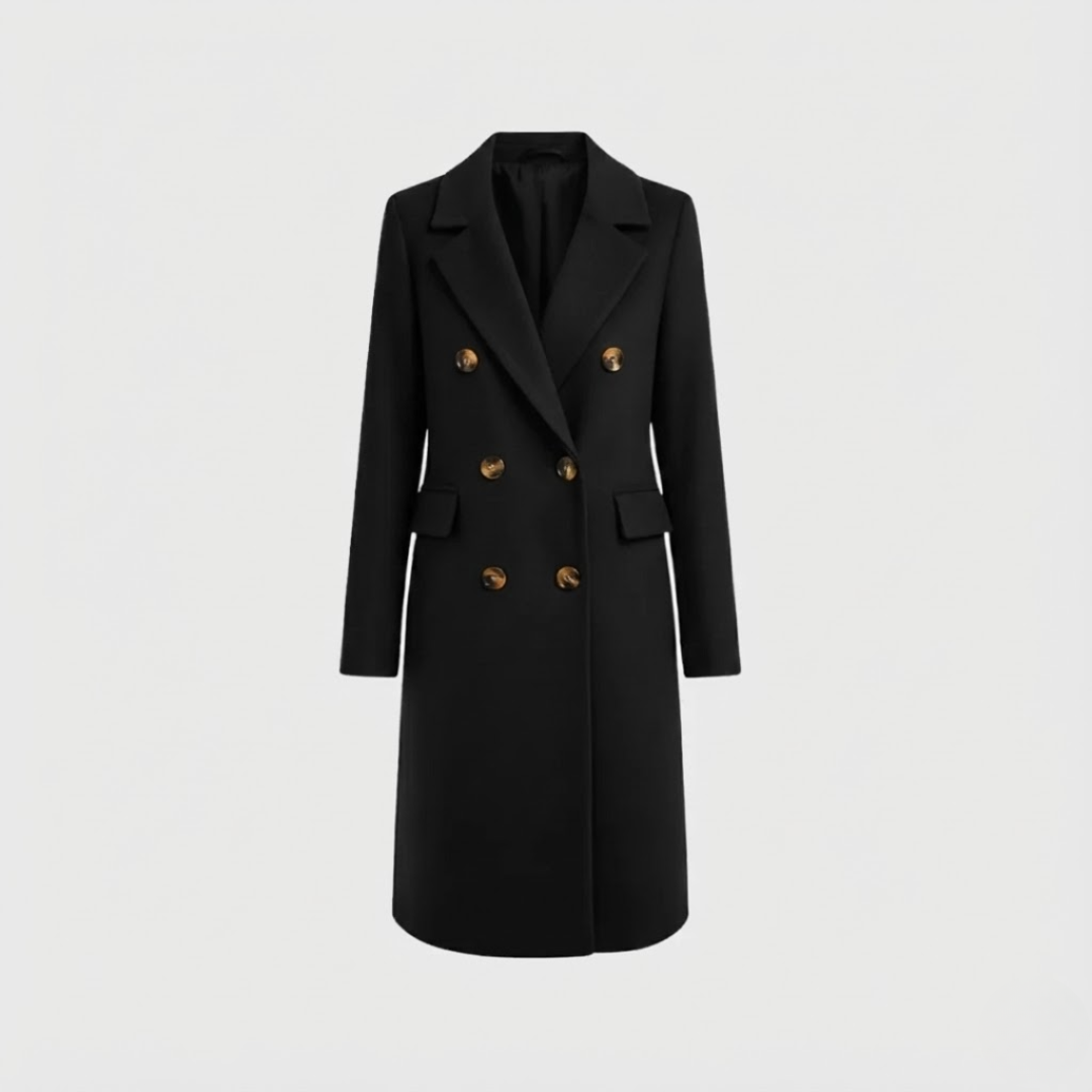 Artvalley Mode | Women’s Long Wool-Blend Overcoat Double-Breasted Warm