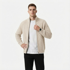 Artvalley Mode | Men’s Cardigan Zip Stand-Collar Knit Cotton-Blend Lightweight Layer