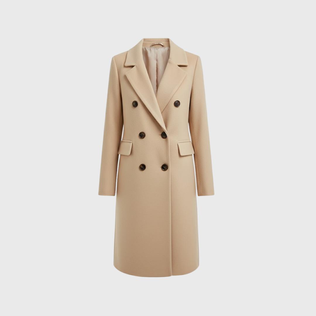 Artvalley Mode | Women’s Long Wool-Blend Overcoat Double-Breasted Warm