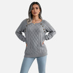 Artvalley Mode | Women’s Wool Knit Sweater Square Neck Classic Elegant Fit