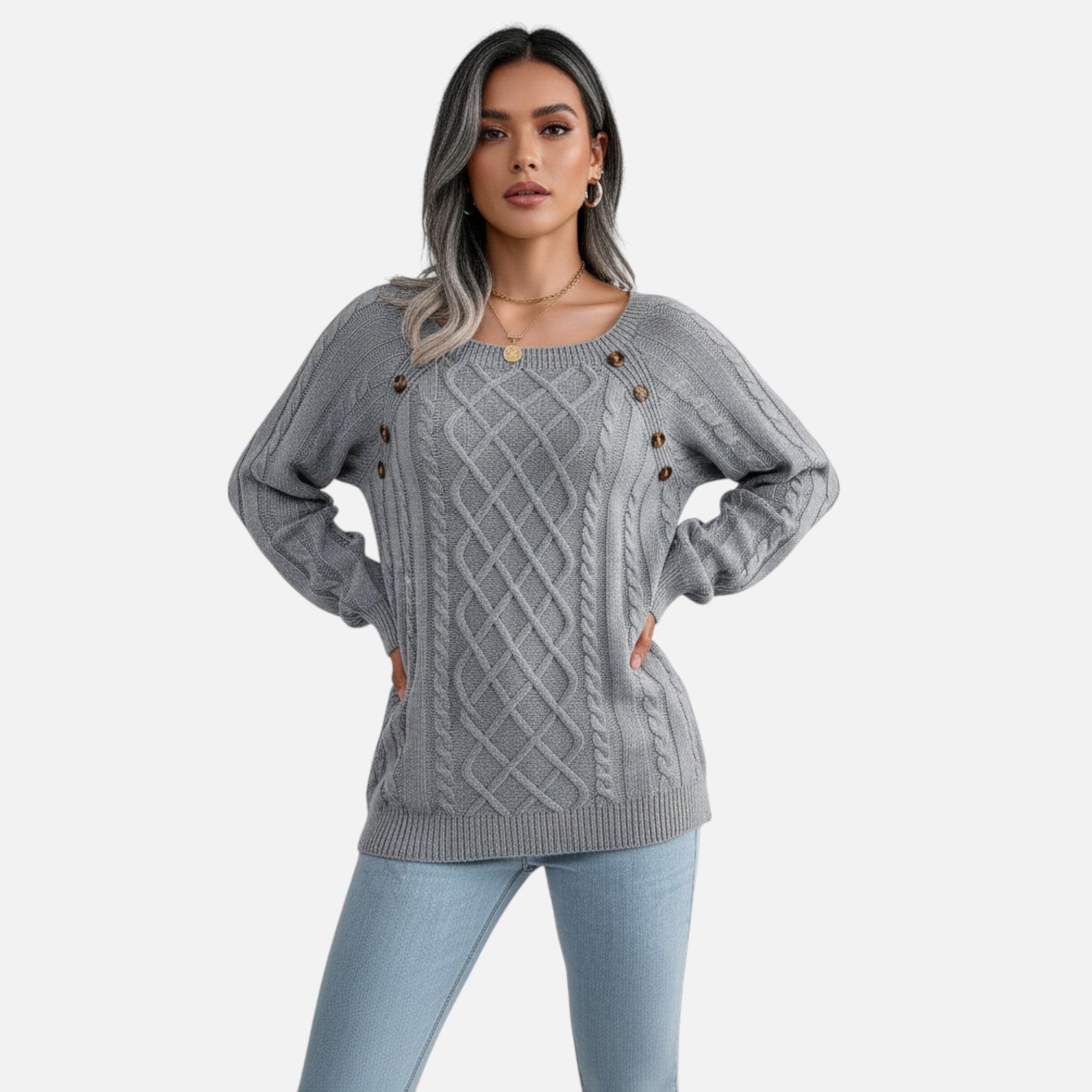 Artvalley Mode | Women’s Wool Knit Sweater Square Neck Classic Elegant Fit